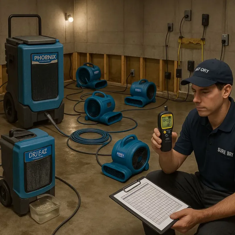 Structural Drying and Dehumidification process in California, MD